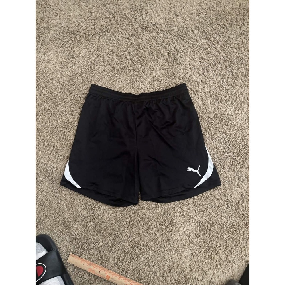 PUMA Mens Shorts Size L Athletic Black USP Solid Running Shorts Workout Shorts